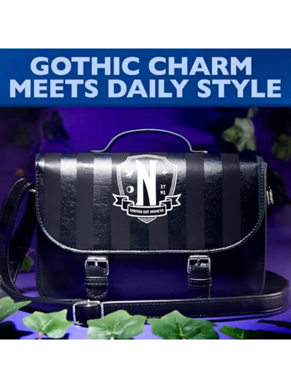 Faux Leather Striped Crossbody Bag Small Satchel Adjustable Strap